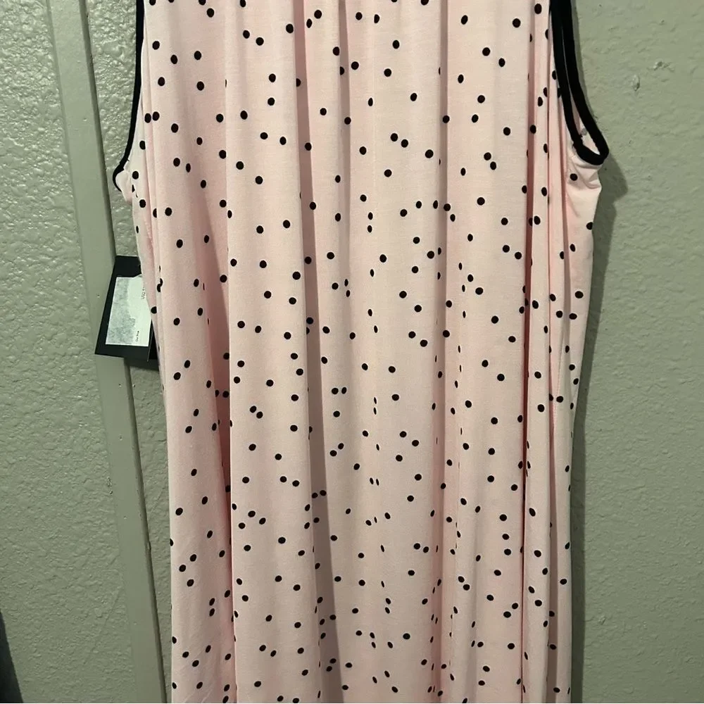 NWT Kate Spade New York Dot-Print Jersey Knit Chemise Pink/ Black Size 1X